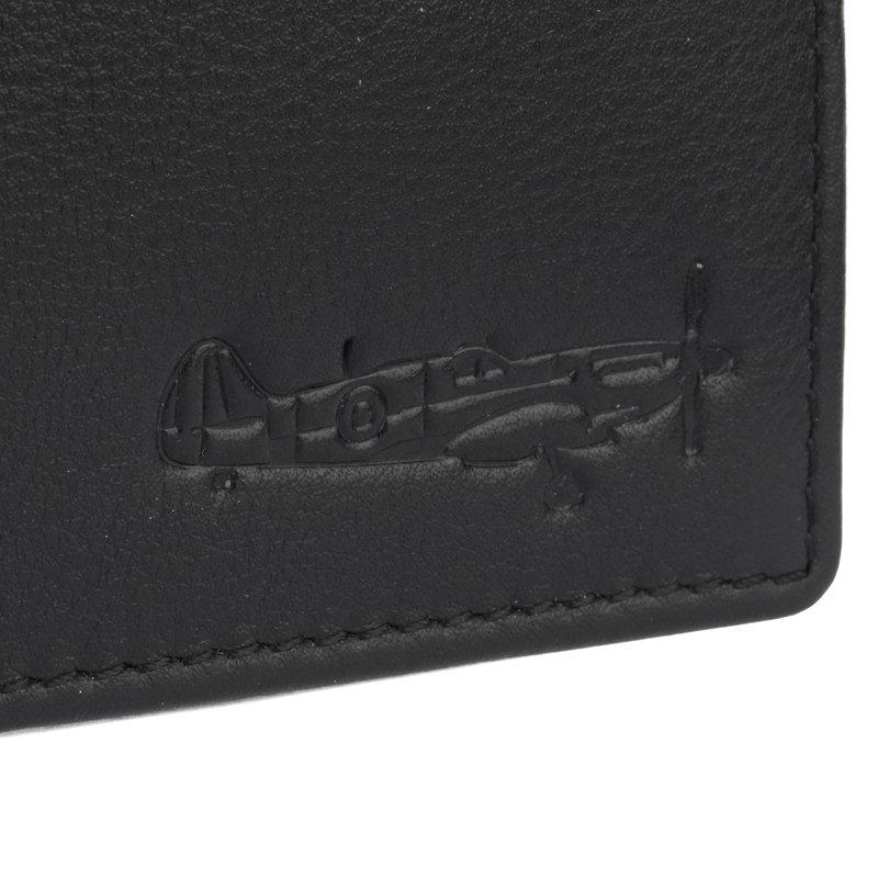 spitfire black leather wallet emboss detail from imperial war museums online shop